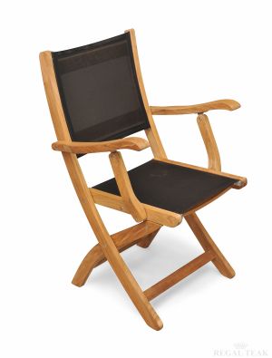 Teak Providence Chair Sling Black with arms Regal Teak