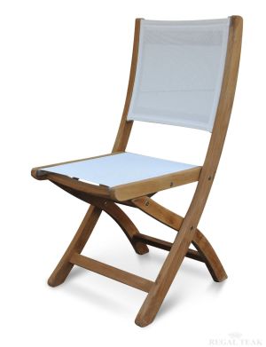 Teak Folding Chair Providence Collection - White Sling