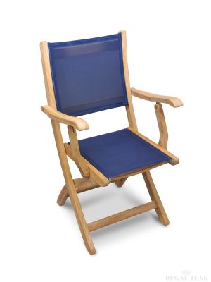 Teak Providence Chair with Batyline Navy