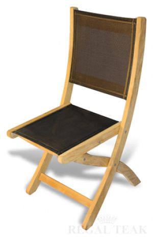 Teak Folding Chair Providence Black Sling without arms