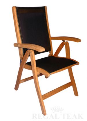 Teak Recliner Sling fabric Black