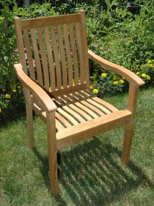 Teak Tisbury Stacking Chair with Arms