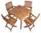 Teak Bistro Set with 4 folding chairs