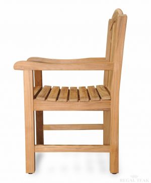 Teak Dining Chair with Arms and Curved Top - Aquinah