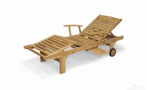 Teak Chaise Lounger Sun Lounger with arms and tray - Regal Teak