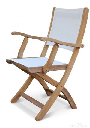 Teak Folding Chair Providence Collection - White Sling