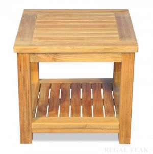 Teak Coffee Table End Table with shelf