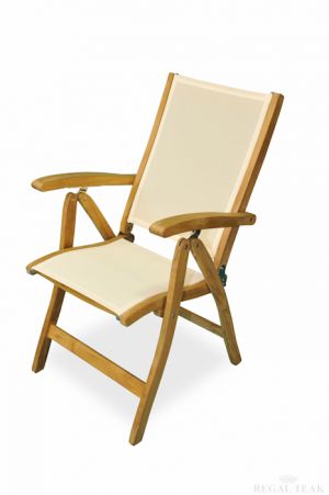 Teak Reclining Chair Cream Sling Seat
