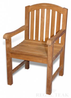 Teak Dining Chair with Arms and Curved Top - Aquinah