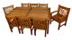 Teak Dining Set Harvest Table Chippendale Chairs
