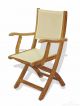 Teak Providence Chairs with Cream Sling Fabric Pair