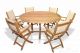 Teak Outdoor Dining Set for 6 with Teak and Sling Folding Arm Chairs